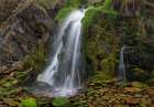 Ireland-Ferriters Cove Close-up of waterfall and mossy rocks Art Print